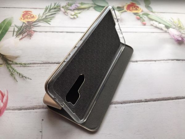 Чохол-книжка з малюнком для Xiaomi Redmi 9 Золотистий :: Котик і сакура (принт 283)