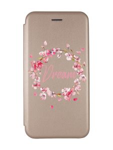 Чохол-книжка з малюнком для Samsung Galaxy A32 Золотий :: Віночок з сакури (принт 284)