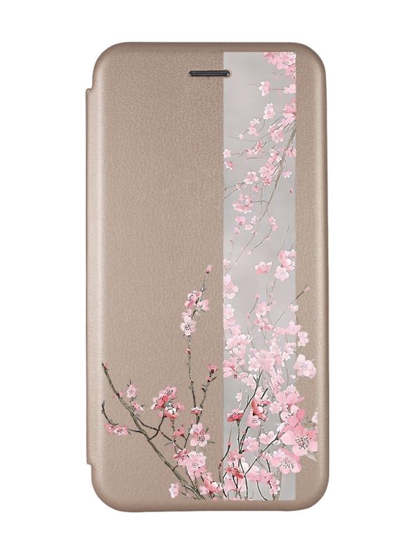 Чохол-книжка з малюнком для Samsung Galaxy A22 4G/ M22/ M32 Золотий :: Сакура у цвіті (принт 286)