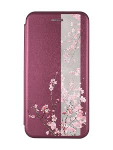Чохол-книжка для Samsung Galaxy А30 (2019) А305/ A20 Бордовий :: Сакура у цвіті (принт 286)