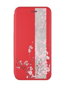Чохол-книжка з малюнком для Xiaomi Redmi 9C/10A Червоний :: Сакура у цвіті (принт 286)