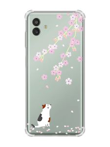 Чохол з потовщеними кутами на Samsung Galaxy M13 5G :: Котик і сакура (принт 283)