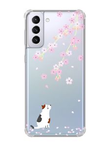 Чохол з потовщеними кутами на Samsung Galaxy S21 Plus :: Котик і сакура (принт 283)