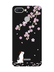 Матовий чорний чохол на Xiaomi Redmi 6 :: Котик і сакура (принт 283)