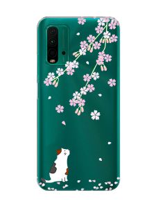 Прозорий чохол на Xiaomi Redmi 9T  :: Котик і сакура (принт 283)