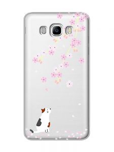 Прозорий чохол на Samsung Galaxy J7(2016) J710 :: Котик і сакура (принт 283)
