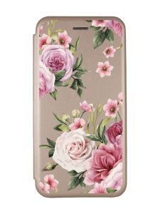 Чохол-книжка з малюнком для Samsung Galaxy A31 Золотистий :: Рожеві квіти (принт 287)