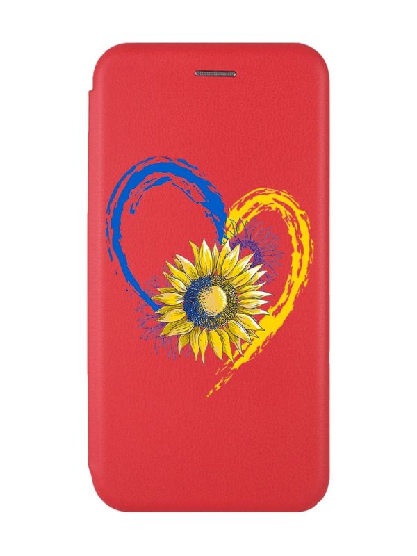 Чохол-книжка з малюнком для Xiaomi Redmi 9А Червоний :: Серце з соняхом (принт 260)