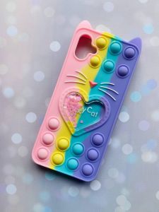 Чохол Поп-Іт Pop It для Samsung A04E / A042 Поп іт Котик із серцем троянд.-фіол