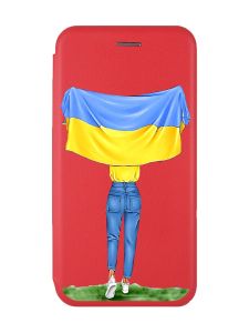 Чохол-книжка з малюнком для Xiaomi Redmi 10С Червоний :: Дівчина з прапором (принт 263)