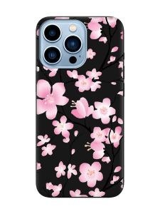 Матовий чорний чохол на Apple iPhone 13 Pro Max :: Квітуча сакура (принт 282)