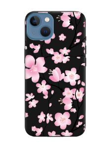 Матовий чорний чохол на Apple iPhone 13 :: Квітуча сакура (принт 282)