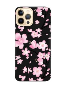 Матовий чорний чохол на Apple iPhone 12 Pro Max :: Квітуча сакура (принт 282)