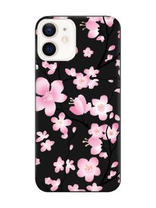 Матовий чорний чохол на Apple iPhone 12 / 12 Pro (6.1) :: Квітуча сакура (принт 282)