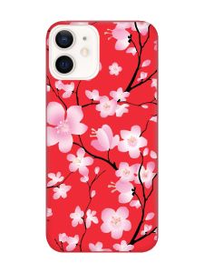 Матовий червоний чохол на Apple iPhone 12 / 12 Pro (6.1) :: Квітуча сакура (принт 282)