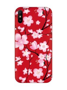 Матовий червоний чохол на Xiaomi Redmi 9A :: Квітуча сакура (принт 282)