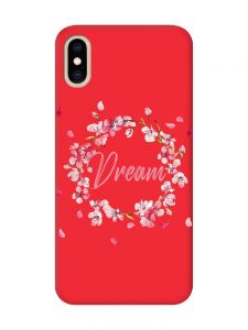 Матовий червоний чохол на iPhone XS MAX :: Віночок з сакури (принт 284)