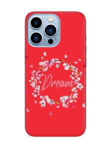 Матовий червоний чохол на Apple iPhone 13 Pro Max :: Віночок з сакури (принт 284)