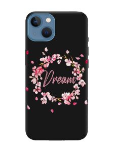 Матовий чорний чохол на Apple iPhone 13 :: Віночок з сакури (принт 284)