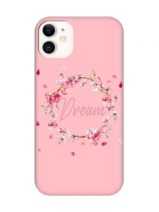 Матовий рожевий чохол на Apple iPhone 11 (6.1) :: Віночок з сакури (принт 284)