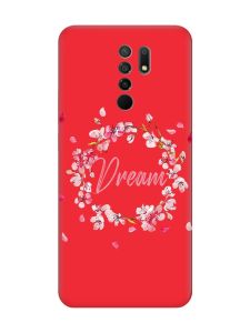 Матовий червоний чохол на Xiaomi Redmi 9 :: Віночок з сакури (принт 284)