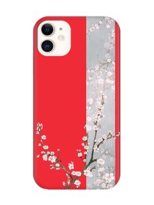 Матовий червоний чохол на Apple iPhone 11 (6.1) :: Квітуча сакура (принт 285)