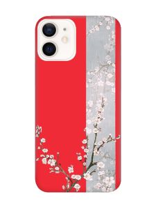 Матовий червоний чохол на Apple iPhone 12 / 12 Pro (6.1) :: Квітуча сакура (принт 285)