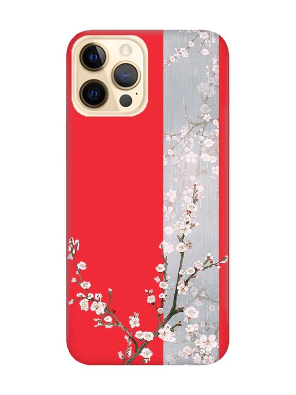 Матовий червоний чохол на Apple iPhone 12 Pro Max :: Квітуча сакура (принт 285)