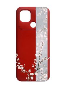 Матовий червоний чохол на Xiaomi Redmi 10C :: Квітуча сакура (принт 285)