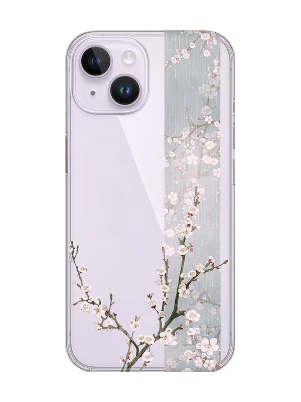 Прозорий чохол із захистом камери на iPhone 14 :: Квітуча сакура (принт 285)