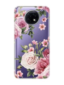 Прозорий чохол на Xiaomi Redmi Note 9T/Redmi Note 9 5G :: Рожеві квіти (принт 287)