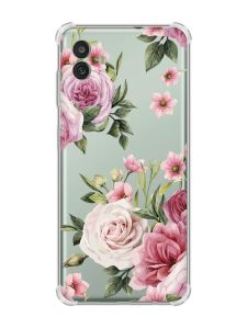 Чохол з потовщеними кутами на Samsung Galaxy M13 5G :: Рожеві квіти (принт 287)