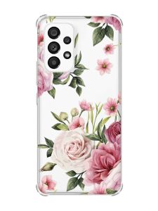 Чохол з потовщеними кутами на Samsung Galaxy A53 :: Рожеві квіти (принт 287)