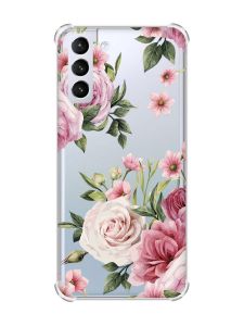Чохол з потовщеними кутами на Samsung Galaxy S21 (G991) :: Рожеві квіти (принт 287)