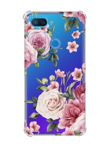 Чохол із потовщеними кутами на Xiaomi Mi 8 Lite :: Рожеві квіти (принт 287)