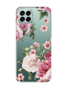 Прозорий чохол на Samsung Galaxy M33 5G :: Рожеві квіти (принт 287)