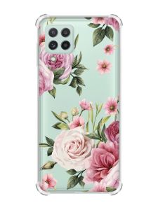 Чохол з потовщеними кутами на Samsung Galaxy A22 4G/M32/M22 :: Рожеві квіти (принт 287)