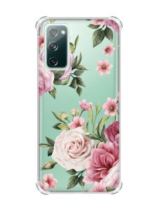 Чохол з потовщеними кутами на Galaxy S20 FE :: Рожеві квіти (принт 287)