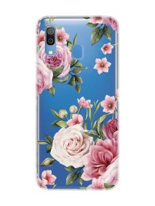 Прозорий чохол для Samsung Galaxy A30 (2019)/A20 (2019) :: Рожеві квіти (принт 287)