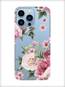 Прозорий чохол на Apple iPhone 13 Pro Max :: Рожеві квіти (принт 287)