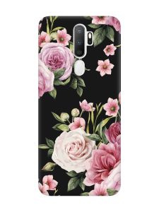 Матовий чорний чохол на Oppo A5 :: Рожеві квіти (принт 287)