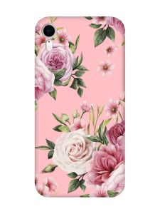 Матовий рожевий чохол на Apple iPhone XR :: Рожеві квіти (принт 287)