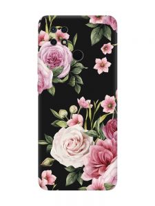 Матовий чорний чохол на Xiaomi Redmi 10C :: Рожеві квіти (принт 287)