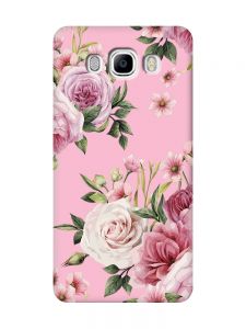 Матовий рожевий чохол на Samsung Galaxy J7(2016) J710 :: Рожеві квіти (принт 287)