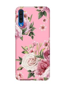 Матовий рожевий чохол на Samsung Galaxy A50 (2019) A505 :: Рожеві квіти (принт 287)