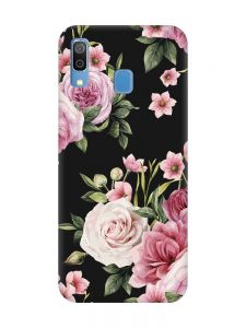 Матовий чорний чохол на Samsung Galaxy A30 (2019) / A20 (2019) :: Рожеві квіти (принт 287)