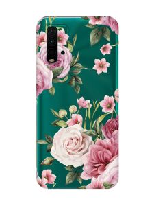 Прозорий чохол на Xiaomi Redmi 9T  :: Рожеві квіти (принт 287)