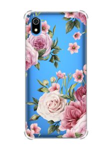 Чохол з потовщеними кутами для Xiaomi Redmi 7A :: Рожеві квіти (принт 287)