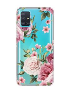 Прозорий чохол на Samsung Galaxy A51 :: Рожеві квіти (принт 287)
