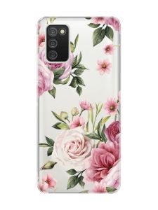 Прозорий чохол для Samsung Galaxy A02s :: Рожеві квіти (принт 287)